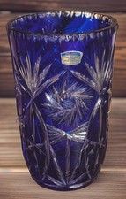 American Brilliant Period Cut Crystal Small Vase, Clear, Pinwheel & Hobstar Pattern, 5" x 4" — listing 4