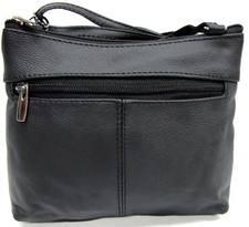 Black Leather Crossbody Bag with Heart-Shaped Zipper Pull Hardware — listing 4