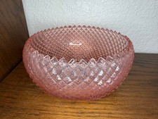 Vintage Anchor Hocking Pink Depression Glass Ruffled Handled Nappy Dish