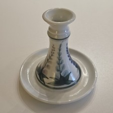 Studio Pottery Chamberstick Candle Holder with Green Glaze Accents — listing 5