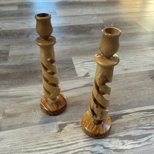 Pair of Tall Open Barley Twist Spiral Column Table Lamps, White Painted — listing 3