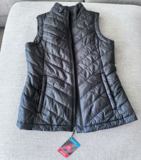 Columbia Sportswear Women's Quilted Zip-Front Vest with Cable-Knit Back, Cream, Size L