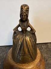 Vintage Brass Figural Lady Table Bell (Victorian Woman in Crinoline Dress) — listing 5