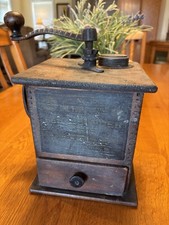 Antique Cast Iron & Wood Box Coffee Grinder / Mill with Ornate Decoration — listing 5