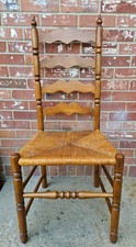 Vintage Maple Ladder-Back Side Chair with Floral Upholstered Slip Seat — listing 4