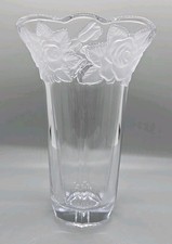 frosted crystal floral Heavy Crystal Vase with Frosted Floral Intaglio Design