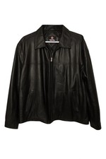 Burnside Men's Faux Leather Zip-Front Motorcycle Jacket with Reflective Racing Stripes, Size L — listing 6