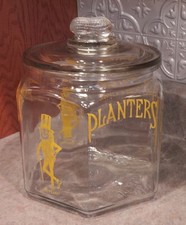 Vintage 1982 Planters Mr. Peanut Embossed Wheat Pattern Glass Jar with Dome Lid — listing 4