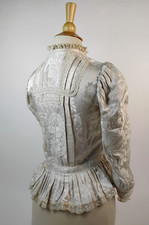 1890s Victorian Brown Calico Bodice with Black Lace Collar & Leg-o-Mutton Sleeves — listing 5