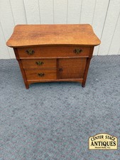 Antique Oak Washstand with Towel Bar Back and Single Drawer — listing 6