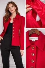 Christian Dior Vintage Red Double-Breasted Blazer with Gold Buttons — listing 2