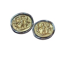 Vintage Carved Shell Cameo Clip-On Earrings
