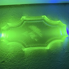 Green Uranium Depression Glass Plate, 5.5 inch, Ribbed Panel with Starburst Center — listing 5