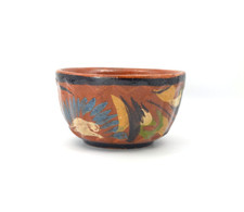 Mexican Redware Pottery Vase with Hand-Painted Black Bird and Floral Motifs — listing 3