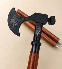 Wooden Walking Stick / Cane with Rounded Knob Handle and Inlaid Bone Dot Accents — listing 5