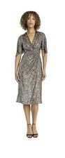 Maggy London Black Sequin Cowl Neck Asymmetric Hem Midi Dress, Size 14 — listing 3