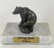 Miniature Cold-Painted Bronze Bear Figurine, 2 inch, Brass/Patina Finish — listing 3