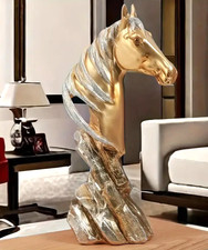 Resin Horse Head Wall Plaque / Figural Relief with Bridle Detail