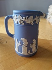 Wedgwood Sage Green Jasperware Milk Jug/Pitcher with Martin's Patent Hanley Hinged Metal Lid — listing 6