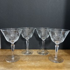 Vintage Wheel-Cut Floral Etched Champagne Coupe / Sherbet Glass — listing 5
