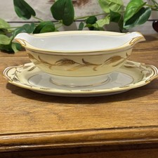 Vintage White Porcelain Gravy Boat with White Lace Scroll Border and Platinum Trim — listing 4