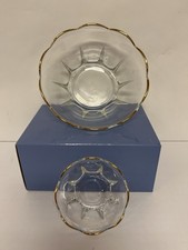 Vintage Pressed Glass Bowl with Gold Gilt Scalloped Rim and Starburst Base — listing 6