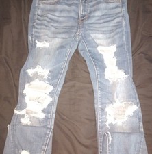 American Eagle Light Wash Heavily Distressed Ripped Jeans — listing 3