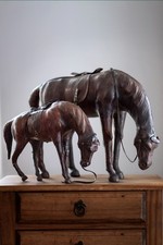 Vintage Leather-Wrapped Horse Figurine with Saddle and Bridle — listing 3