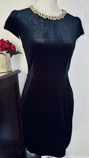 One Clothing Los Angeles Black Velvet Rhinestone-Neckline Dress, Size L — listing 2