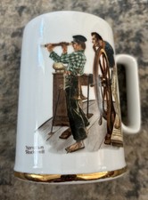 Norman Rockwell Ceramic Coffee Mug with Nautical/Maritime Scene and Gold Trim — listing 3