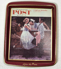 Vintage Norman Rockwell 'Who's Having More Fun?' Metal Serving Tray — listing 4
