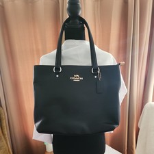 Coach Two-Tone Blue & Cream Leather Tote Bag with Ring Hardware, listing 6