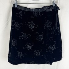 Sheer Black Velvet Burnout Geometric Square Pattern Skirt with Side Ties — listing 2