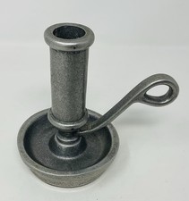Vintage Carson Pewter Chamberstick Candle Holder with Finger Loop Handle