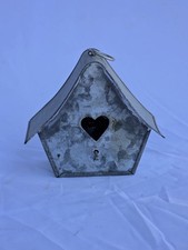 Galvanized Metal Pyramid-Roof Birdhouse / Bird Feeder in Wire Basket Frame — listing 5