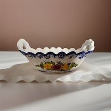 Portuguese Hand-Painted Reticulated Floral Basket with Attached Underplate — listing 4
