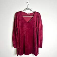Burgundy Velour Long-Sleeve Top, Maker Unknown — listing 3