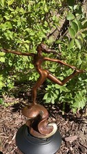 Limited Edition Bronze Sculpture of Embracing Nude Couple with Flowing Hair on Marble Base — listing 2