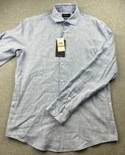 Perry Ellis Men's Linen-Cotton Blend Long Sleeve Button-Up Shirt, Gray Micro-Check, Size M — listing 6