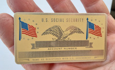 Vintage Brass Metal Engraved Social Security Card - Donald E. Strange, No. 030-09-5270 — listing 3