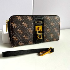Guess Cream and Beige G-Logo Monogram Trifold Wallet