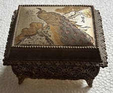 Enameled Jeweled Peacock Trinket Box with Rhinestone Accents — listing 4