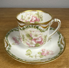 Théodore Haviland Limoges Porcelain Teacup and Saucer with Pink Floral Spray — listing 4