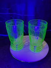 Federal Glass Green Uranium Glass Footed Sherbet Cup / Dessert Compote, 3 inches tall — listing 4