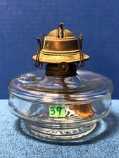 Antique Pressed Glass Oil Lamp Font with Brass Burner — listing 3