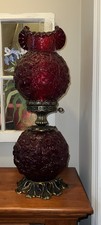 Fenton Hand-Painted Milk Glass Ruffled Shade Electric Hurricane Table Lamp with Winter Scene