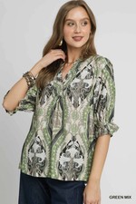 Floral Print Smocked Cap-Sleeve Top with Ruffle Trim, listing 2