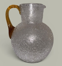 Vintage Overshot Frosted Glass Pitcher with Hand-Painted Game Birds (Pheasant & Mallard) — listing 6