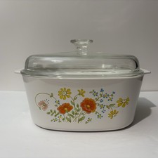 Corning Ware Wildflower Pattern 1-Quart Casserole Dish with Pyrex Lid — listing 6