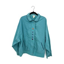 Cotton Silk Heavily Embroidered Floral Bomber Jacket, Women's XL — listing 2